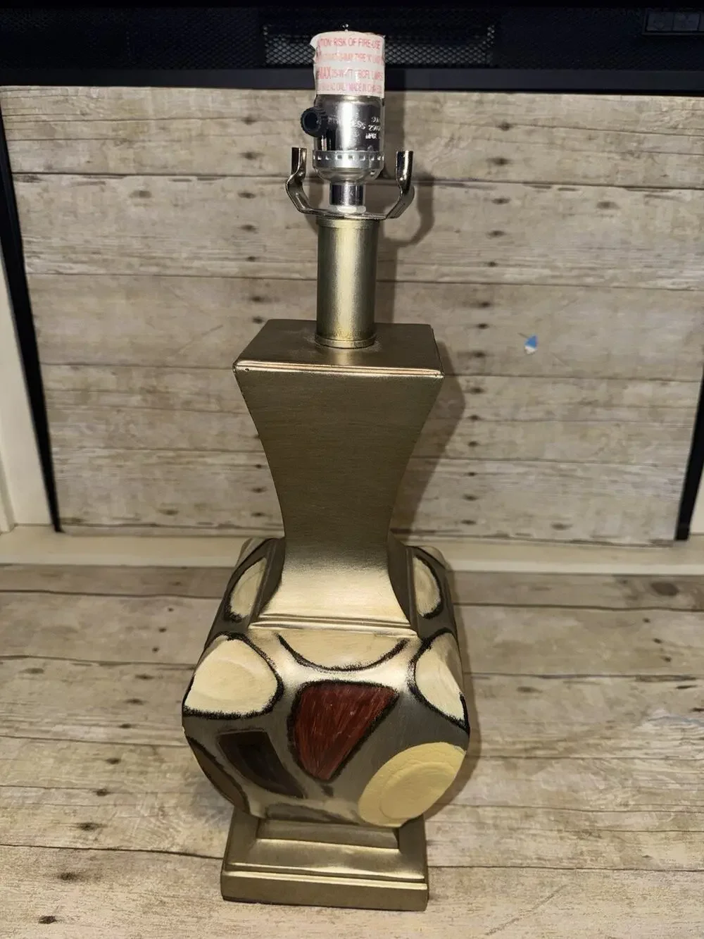 Decorative Lamp Gold With Neutral Color Accents 21” Tall With No Lamp Shade